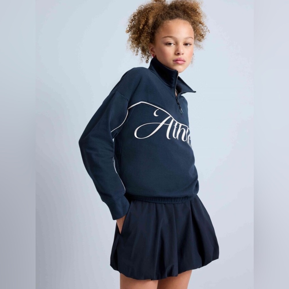 NWT Athleta Girl School Vibes 1/4 Zip Eclipse Sweatshirt Size XL/14. - Picture 5 of 8